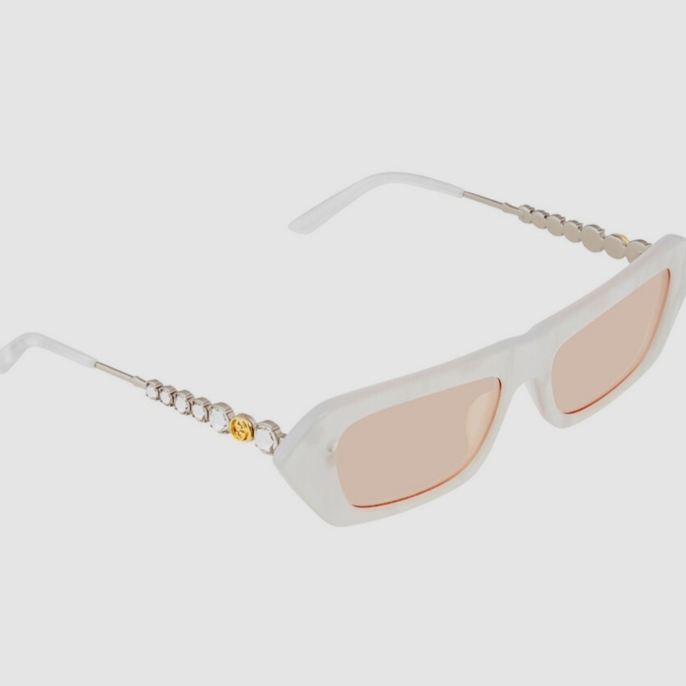 Gucci Style #GG0642S Mother Of Pearl Style Sunglasses Silver Gemstone Frame $565 - Picture 2 of 14